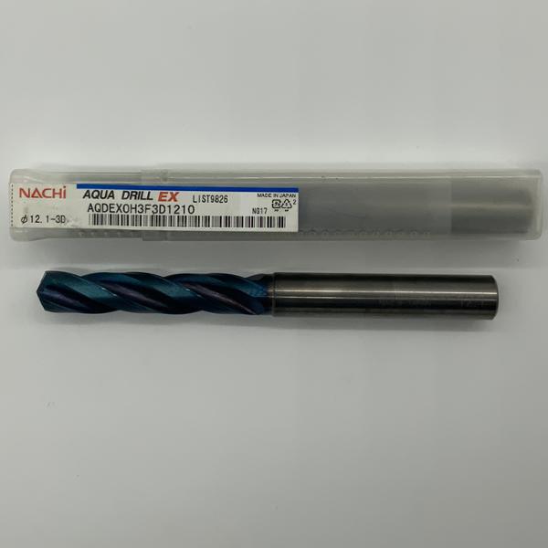 Nachi Solid Carbide 3 Flute Drill .4764 (12.1mm) Cutting Dia X 2.44 Flute Length Coolant Thru