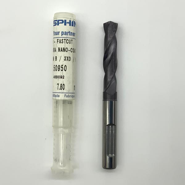 Sphinx Solid Carbide 2 Flute Drill .3071 (7.8mm) Cutting Dia X 1.26 Flute Length