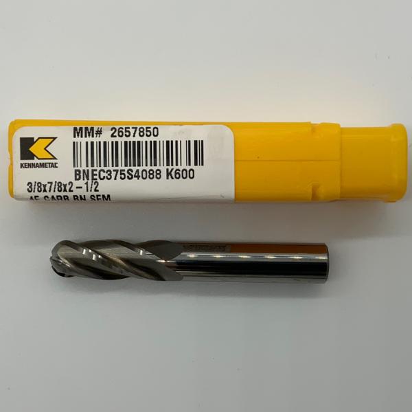 Kennametal Solid Carbide 4 Flute Ball Endmill .3750 (3/8) Cutting Dia X .88 Flute Length