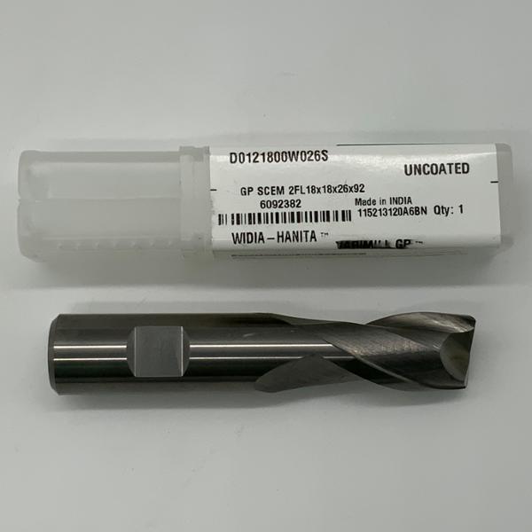 Widia Solid Carbide 2 Flute Endmill .7087 (18mm) Cutting Dia X 1.02 Flute Length