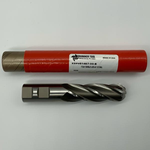 Brubaker HSS 4 Flute Ball Endmill 1.000 (25.4mm) Cutting Dia X 3.0 Flute Length