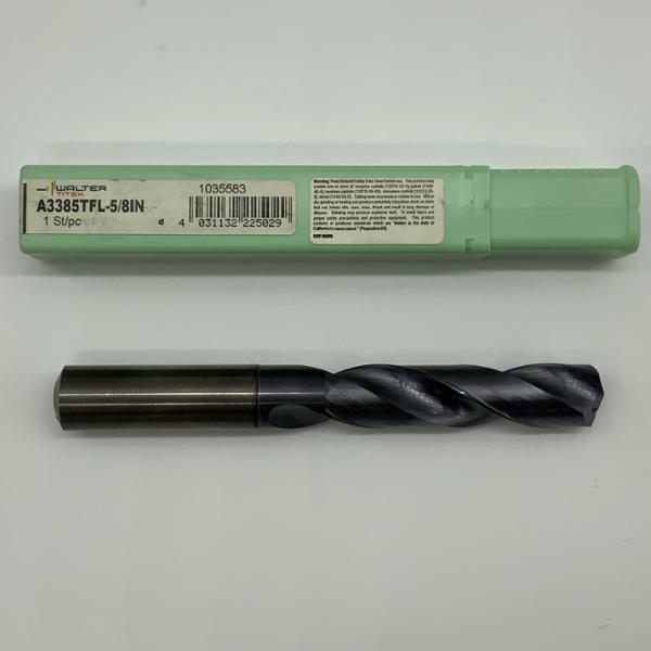 Walter Solid Carbide 2 Flute Drill .6250 (5/8”) Cutting Dia X 2.60 Flute Length Coolant Thru