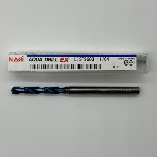 Nachi Solid Carbide 2 Flute Drill .1719 (11/64) Cutting Dia x 1.22 Flute Length