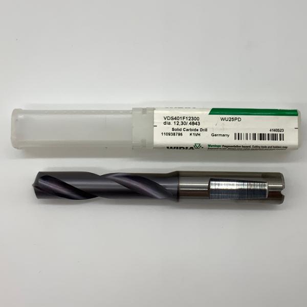 Widia Solid Carbide 2 Flute Drill .4843 (12.3mm) Cutting Dia X 2.0 Flute Length Coolant Thru