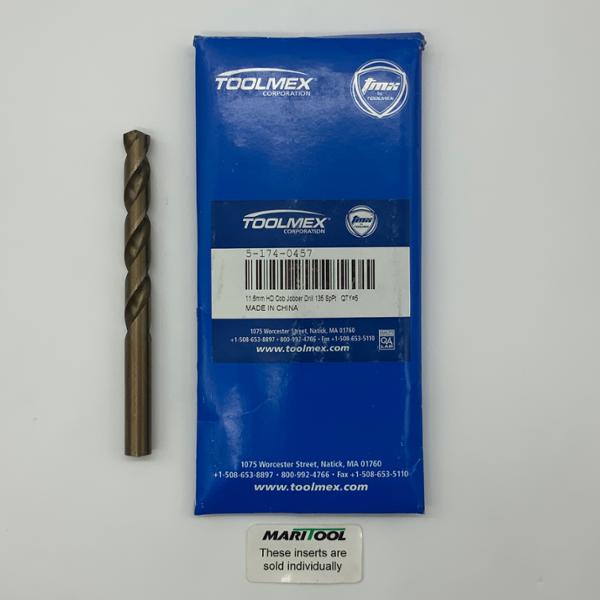 ToolMex HSS 2 Flute Drill .4567 (11.6mm) Cutting Dia X 3.10 Flute Length
