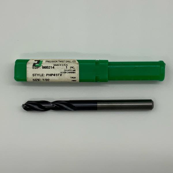 Precision Twist Solid Carbide 2 Flute Drill .2188 (7/32”) Cutting Dia X .80 Flute Length