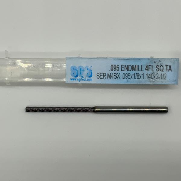 SGS Solid Carbide 4 Flute Endmill .095 Cutting Dia X 1.140 Flute Length