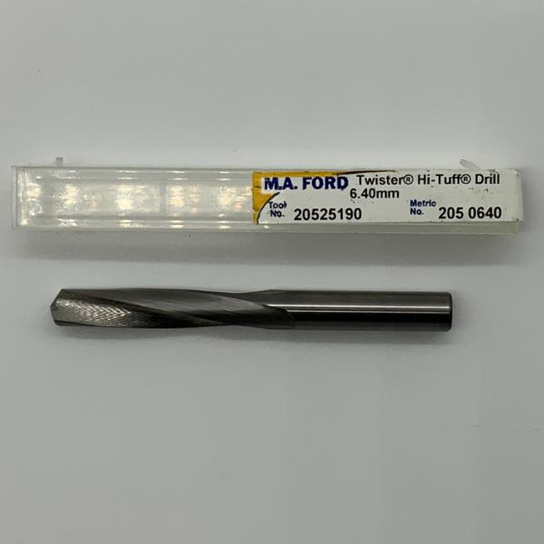 MA Ford Solid Carbide 2 Flute Drill .2520 (6.4mm) Cutting Dia X 1.38 Flute Length