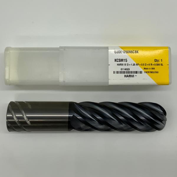 Kennametal Solid Carbide 6 Flute Endmill 1.250 (31.75mm) Cutting Dia X 3.70 Flute Length With .500 Corner Radius