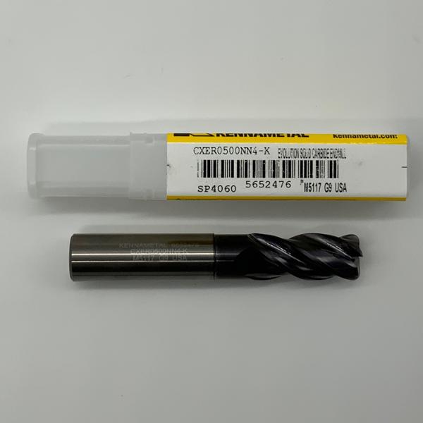 Kennametal Solid Carbide Necked 4 Flute Endmill .5000 (1/2”) Cutting Dia X 1.10 Flute Length With .08” Corner Radius
