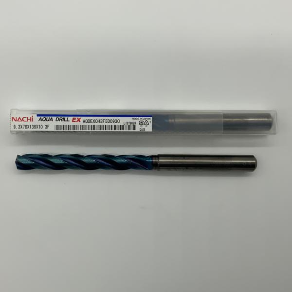 Nachi Solid Carbide 3 Flute Drill .3661 (9.3mm) Cutting Dia X 2.99 Flute Length Coolant Thru