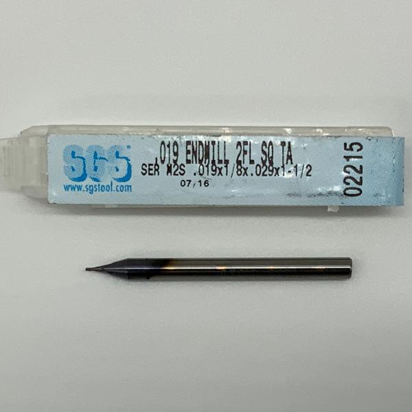 SGS Solid Carbide 2 Flute Endmill .019 Cutting Dia X .029 Flute Length
