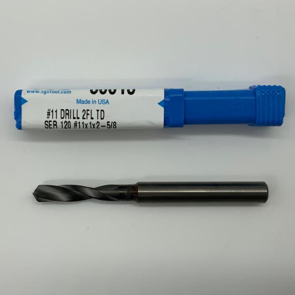 SGS Solid Carbide 2 Flute Diamond Coated Drill .1910 (#11) Cutting Dia X .92 Flute Length