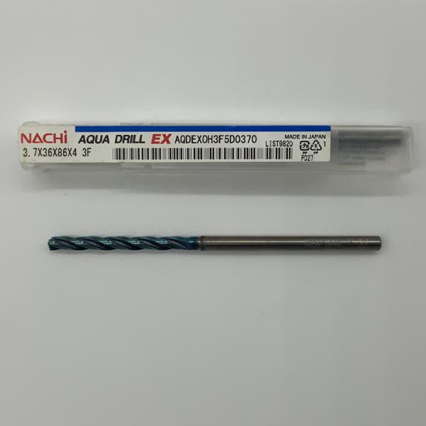 Nachi Solid Carbide 3 Flute Drill .1457 (3.7mm) Cutting Dia X 1.42 Flute Length Coolant Thru