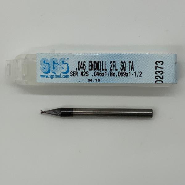 SGS Solid Carbide 2 Flute Endmill .046 Cutting Dia X .069 Flute Length