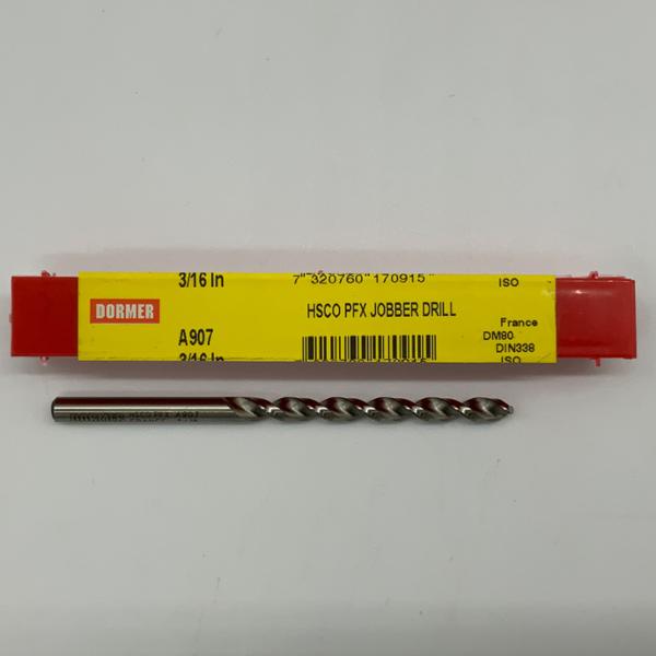 Dormer HSS 2 Flute Drill .1875 (3/16) Cutting Dia X 1.90 Flute Length