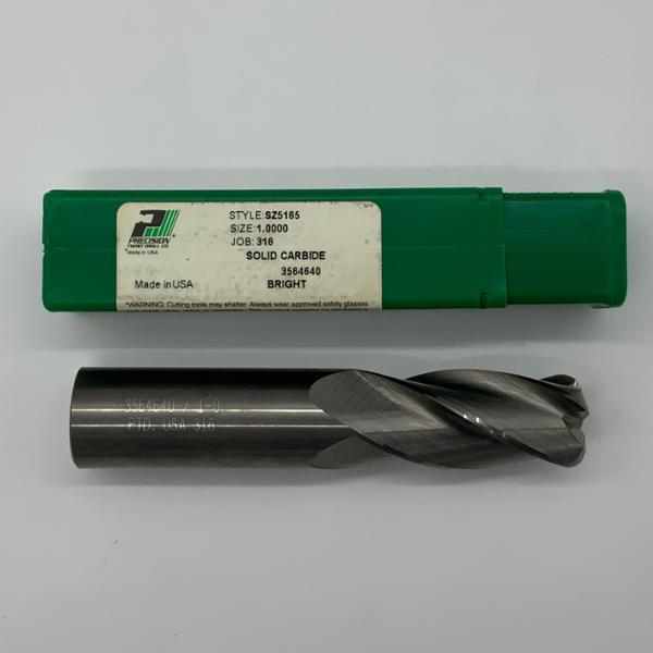 Precision Twist Solid Carbide 4 Flute Endmill 1.000 Cutting Dia X 2.00 Flute Length With .236” Corner Radius