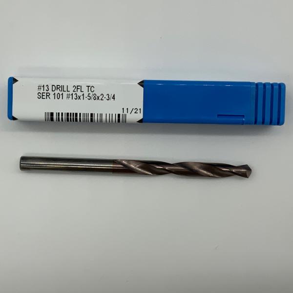 Kyocera Solid Carbide 2 Flute Drill .185 (#13) Cutting Dia X 1.375 Flute Length