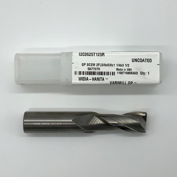 Widia Solid Carbide 2 Flute Endmill .6250 (5/8”) Cutting Dia X 1.25 Flute Length With .02 Corner Chamfer