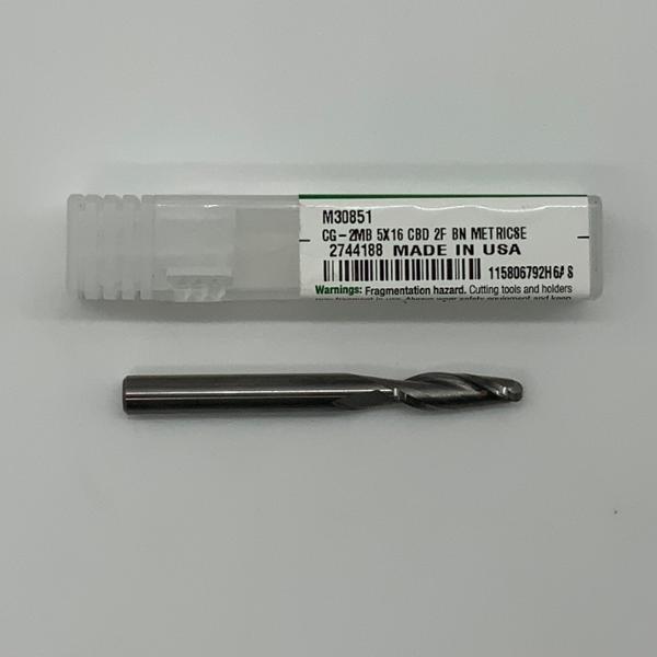 Widia Solid Carbide 2 Flute Ball Endmill .1969 (5mm) Cutting Dia X .63 Flute Length