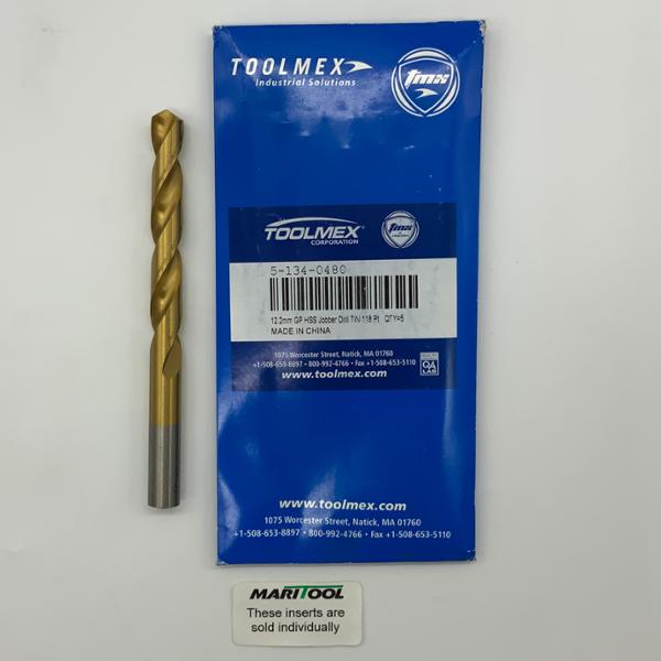 ToolMex HSS 2 Flute Drill .4803 (12.2mm) Cutting Dia X 3.38 Flute Length