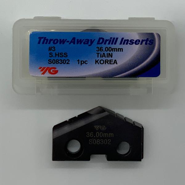 YG-1 36.00mm SPADE DRILL INSERT #3 BODY S08302 HSS TIALN