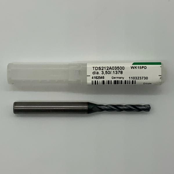 Widia Solid Carbide 2 Flute Drill .1378 (3.50mm) Cutting Dia X .92 Flute Length