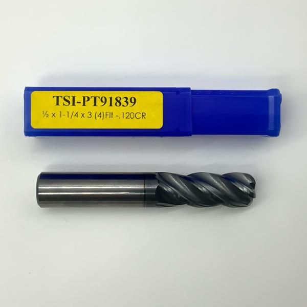 MariTool Solid Carbide 4 Flute Endmill .5000 (1/2”) Cutting Dia X 1.25 Flute Length With .120” Corner Radius