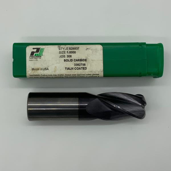 HTC 1/4" Solid Carbide 4-Flute Stub Ball End Mill – ALTIN Coated, Made In USA, 2-1/2" OAL