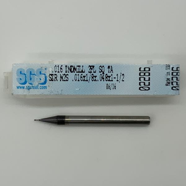 SGS Solid Carbide 2 Flute Endmill .016 Cutting Dia X .048 Flute Length
