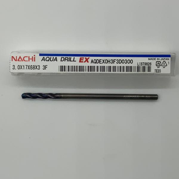 Nachi Solid Carbide 3 Flute Drill .1181 (3mm) Cutting Dia X .67 Flute Length Coolant Thru