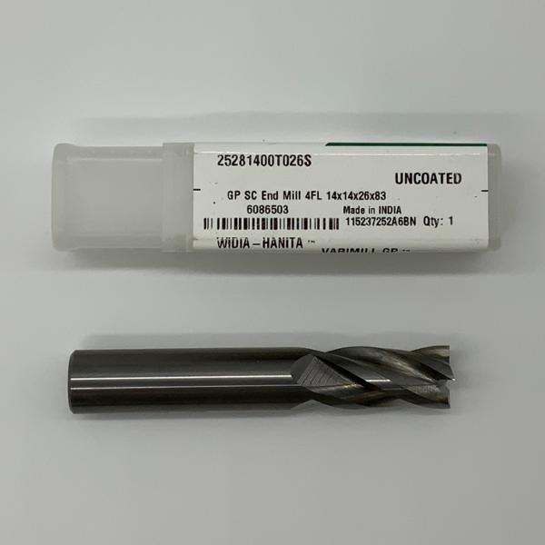 Widia Solid Carbide 4 Flute Endmill .5512 (14mm) Cutting Dia X 1.02 Flute Length