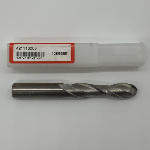 Hanita Solid Carbide 2 Flute Ball Endmill .5000 (1/2”) Cutting Dia X 2.0 Flute Length