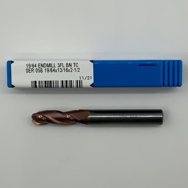 Kyocera Solid Carbide 3 Flute Endmill .2969 (19/64) Cutting Dia X .81 Flute Length