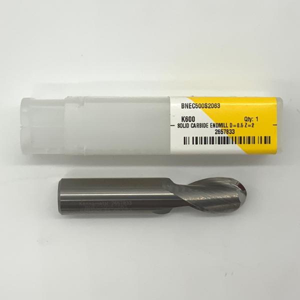 Kennametal Solid Carbide 2 Flute Ball Endmill .5000 (1/2”) Cutting Dia X .70 Flute Length
