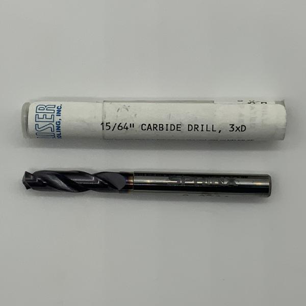 Sphinx Solid Carbide 2 Flute Drill .2344 (15/64”) Cutting Dia X .85 Flute Length
