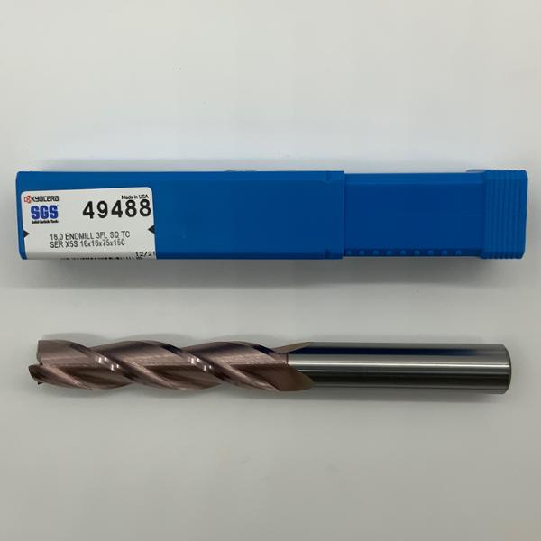 Kyocera Solid Carbide 3 Flute Endmill .6299 (16mm) Cutting Dia X 75mm Flute Length