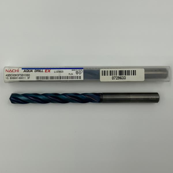 Nachi Solid Carbide 3 Flute Drill .4252 (10.8mm) Cutting Dia X 3.46 Flute Length Coolant Thru