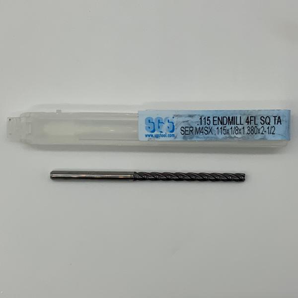 SGS Solid Carbide 4 Flute Endmill .115 Cutting Dia X 1.380 Flute Length