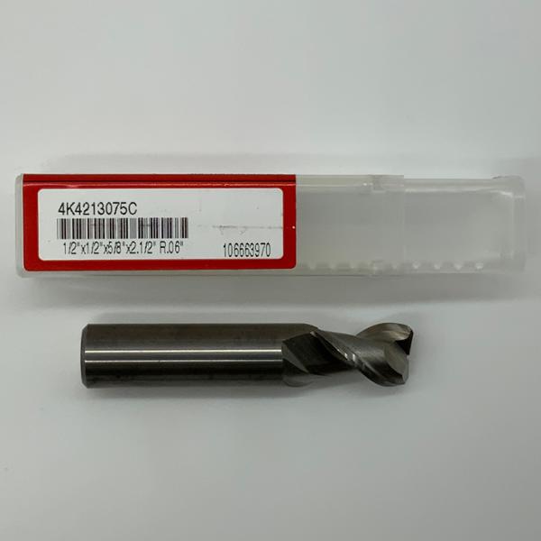 Hanita Solid Carbide 2 Flute Endmill .5000 (1/2”) Cutting Dia X .63 Flute Length With .06” Corner Radius