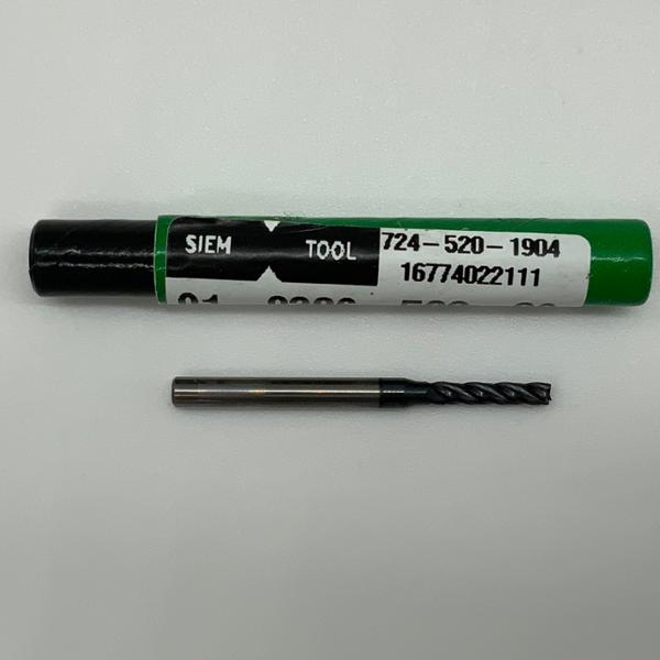 Siem Solid Carbide 4 Flute Endmill .0937 (3/32) Cutting Dia X .41 Flute Length