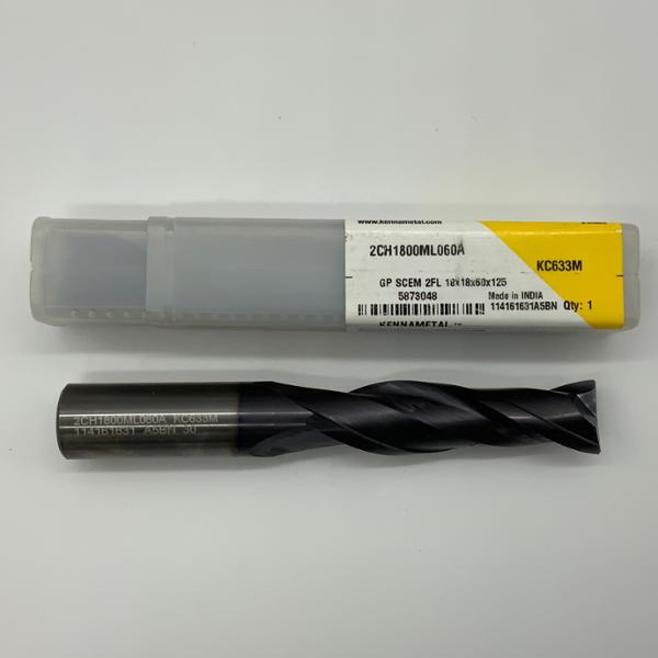 Kennametal Solid Carbide 2 Flute Endmill .7087 (18mm) Cutting Dia X 2.5 Flute Length With .015” Corner Chamfer