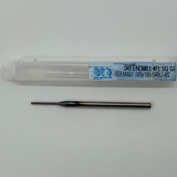 SGS Solid Carbide 4 Flute Endmill .045 Cutting Dia X .540 Flute Length
