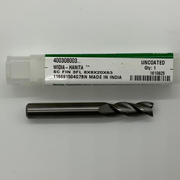 Widia Solid Carbide 3 Flute Endmill .3150 (8mm) Cutting Dia X .79 Flute Length