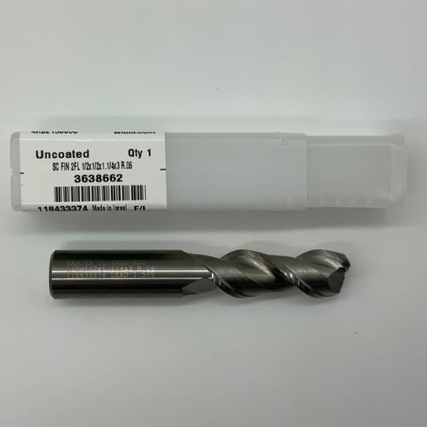 Widia Solid Carbide 2 Flute Endmill .5000 (1/2”) Cutting Dia X 1.25 Flute Length With .06” Corner Radius
