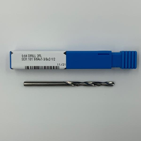 Kyocera Solid Carbide 2 Flute Drill .1406 (9/64) Cutting Dia X 1.23 Flute Length