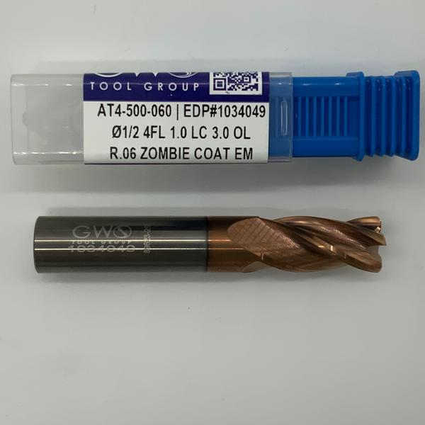 GWS Solid Carbide 4 Flute Variable Endmill .5000 (1/2”) Cutting Dia X 1.0 Flute Length With .060” Corner Radius