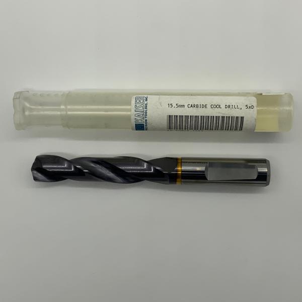 Sphinx Solid Carbide 2 Flute Drill .6102 (15.5mm) Cutting Dia X 2.68 Flute Length Coolant Thru