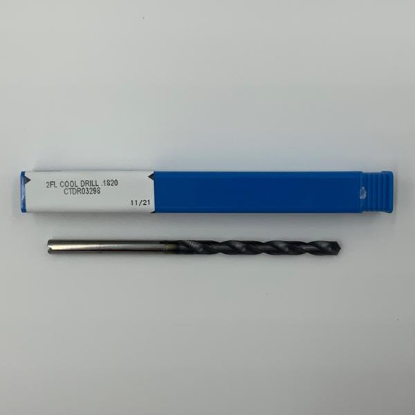 Kyocera Solid Carbide 2 Flute Drill .1820 (4.62mm) Cutting Dia X 1.7 Flute Length Coolant Thru
