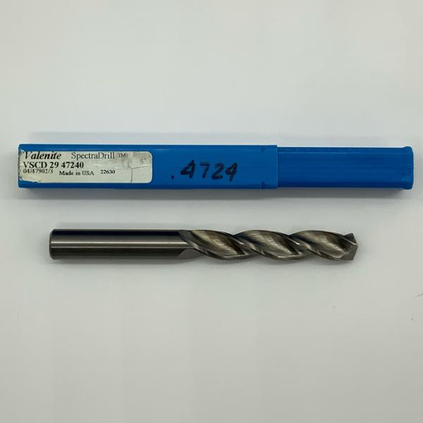 Valenite Solid Carbide 3 Flute Drill .4724 (12mm) Cutting Dia X 2.25 Flute Length